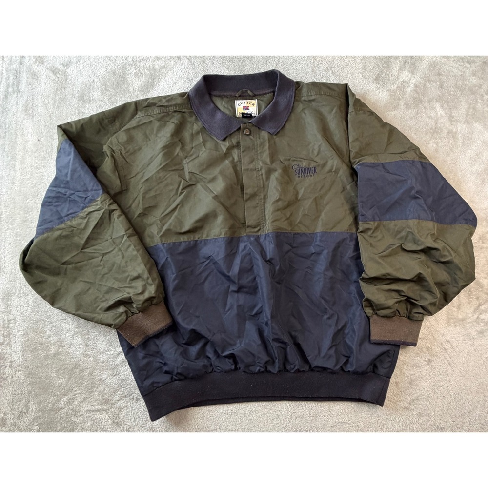 Cutter & Buck Windbreaker Jacket Mens XL Green Navy Sunriver Resort Pullover